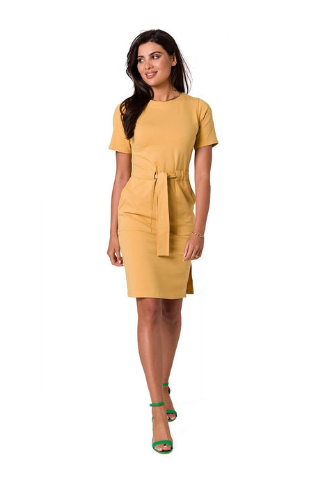 Stylish Cotton Knit Dress with Belt for Effortless Chic