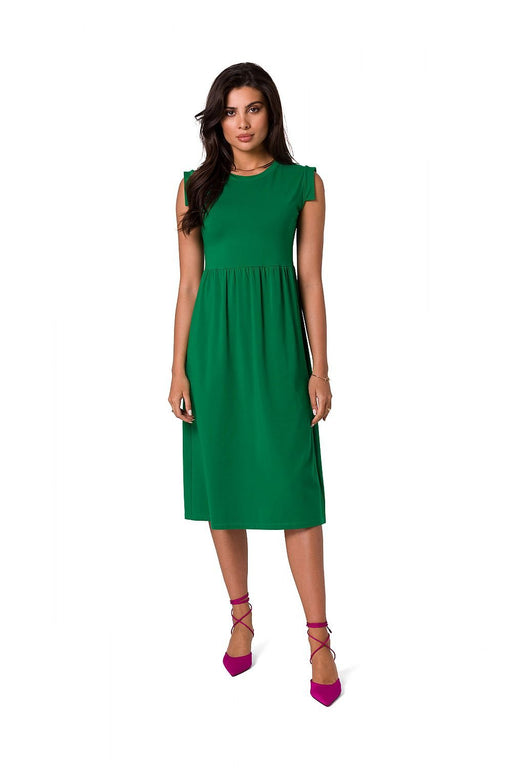 Elegant Holiday Midi Dress with Elevated Waistline