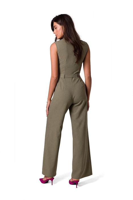 Stylish Summer Sleeveless Jumpsuit with Adjustable Waist Tie