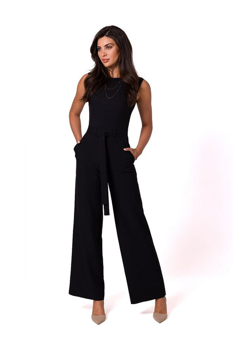 Stylish Summer Sleeveless Jumpsuit with Adjustable Waist Tie