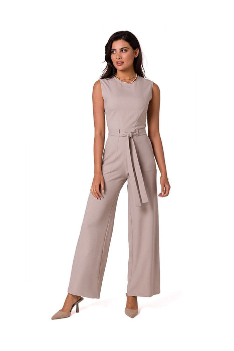 Stylish Summer Sleeveless Jumpsuit with Adjustable Waist Tie