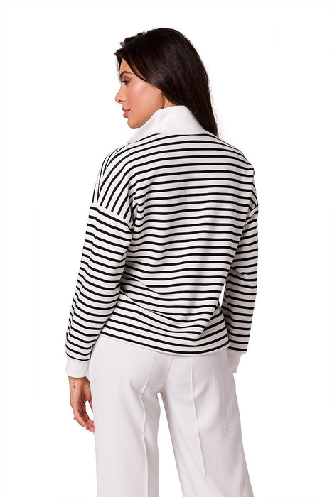 Trendy Striped Cotton Zipper Hoodie