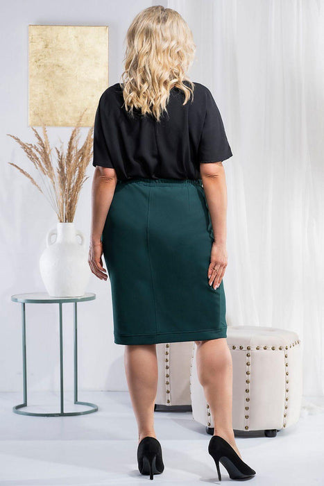 Stylish Knee-Length Knitted Pencil Skirt with Front Pockets - Eryka by Polish Creations