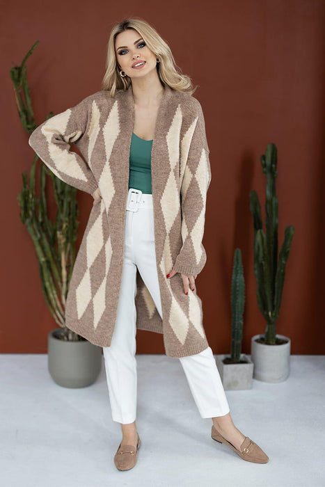 Stylish Geometric Knit Cardigan