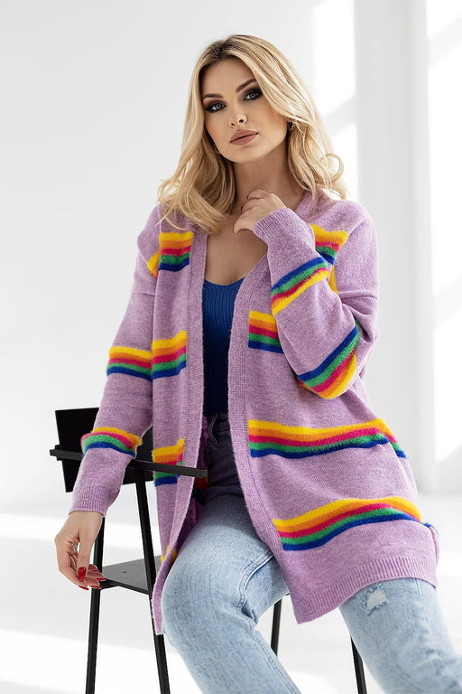 Vibrant Multi-Colored Oversized Knit Cardigan