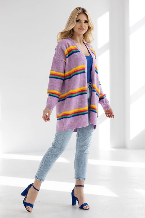 Vibrant Multi-Colored Oversized Knit Cardigan