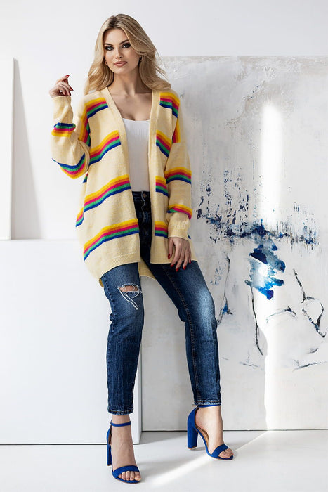 Vibrant Multi-Colored Oversized Knit Cardigan