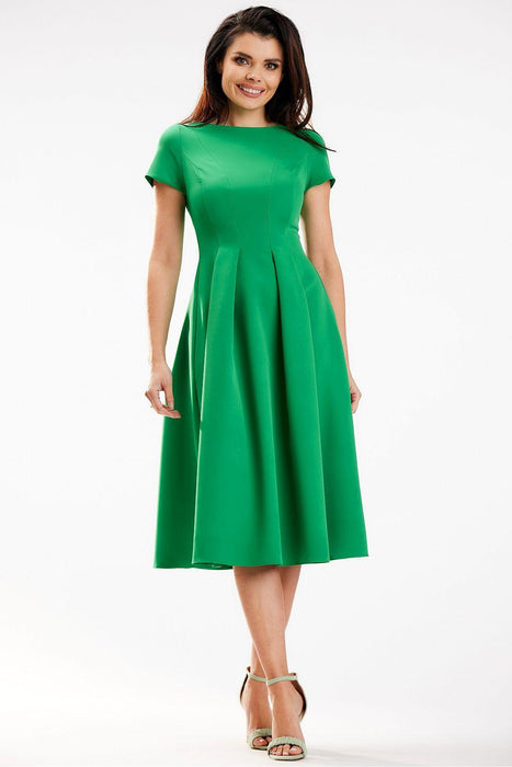 Sculpted Elegance Boat Neck Midi Dress - Chic Daytime Essential