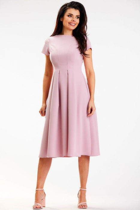 Sculpted Elegance Boat Neck Midi Dress - Chic Daytime Essential