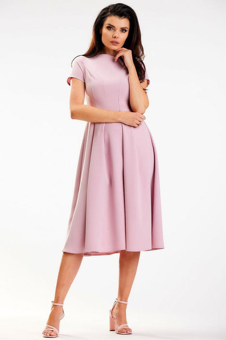 Sculpted Elegance Boat Neck Midi Dress - Chic Daytime Essential