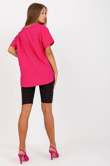 Extended Back Round Neck Tee for Women with Short Sleeves