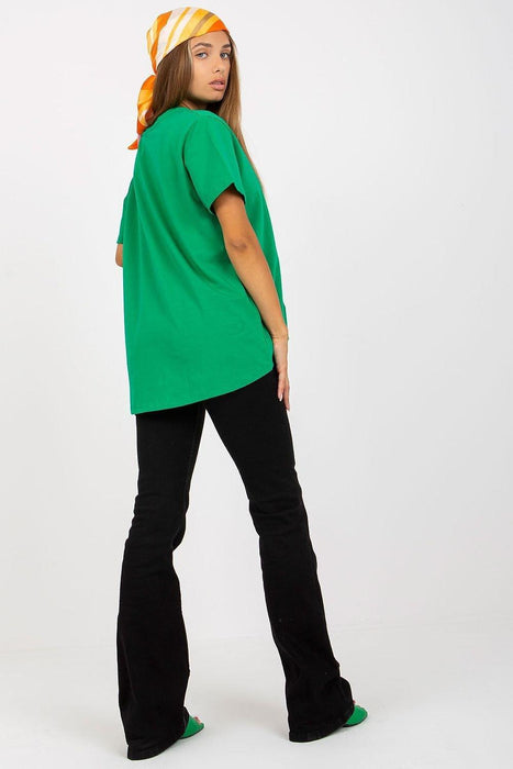 Extended Back Round Neck Tee for Women with Short Sleeves