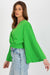 Chic Italian Pleated Sleeve Blouse with Envelope Neckline and Comfortable Elastic Waistband