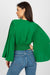 Chic Italian Pleated Sleeve Blouse with Envelope Neckline and Comfortable Elastic Waistband