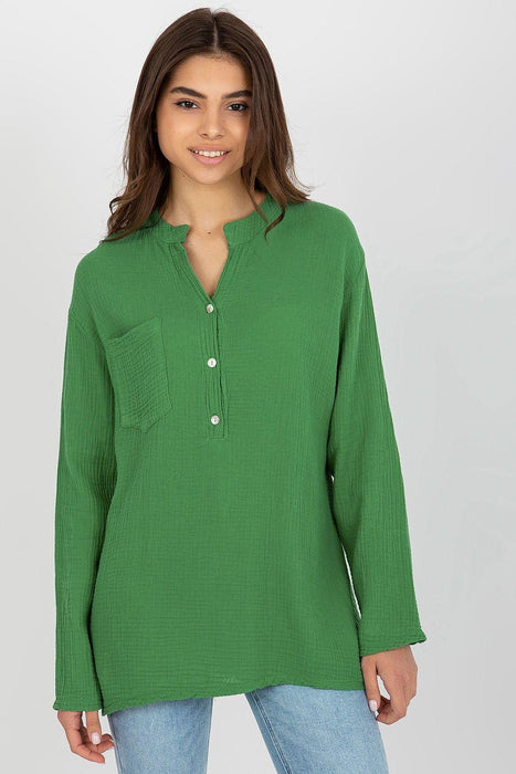 Elegant V-Neck Muslin Blouse