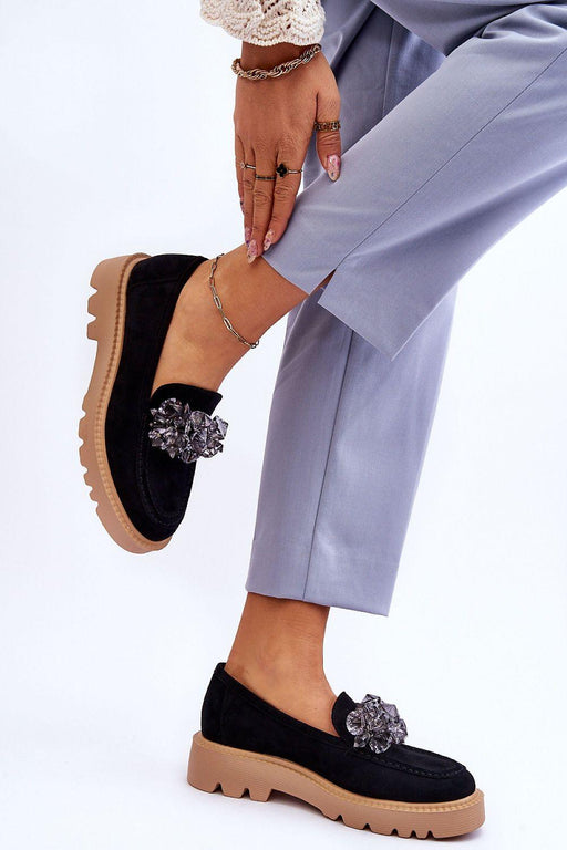 Stylish Eco-Friendly Moccasins with Crystal Details - Model 179111