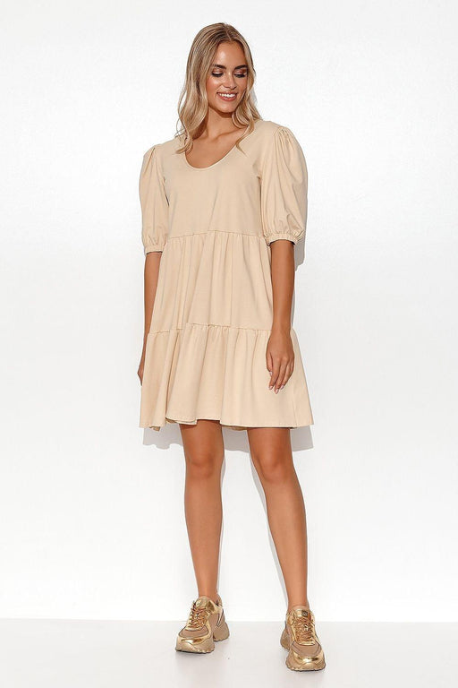 Playful Puff Sleeve Knit Dress for Effortless Elegance