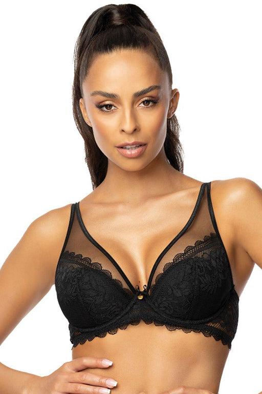 Elegant Floral Lace Push-Up Bra with Customizable Mesh Straps