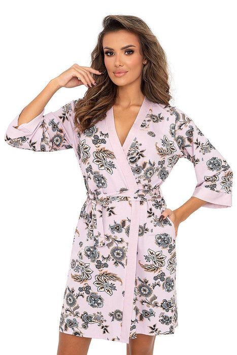 Arabian Dreams: Luxurious Pink Floral Viscose Bathrobe for Ultimate Relaxation