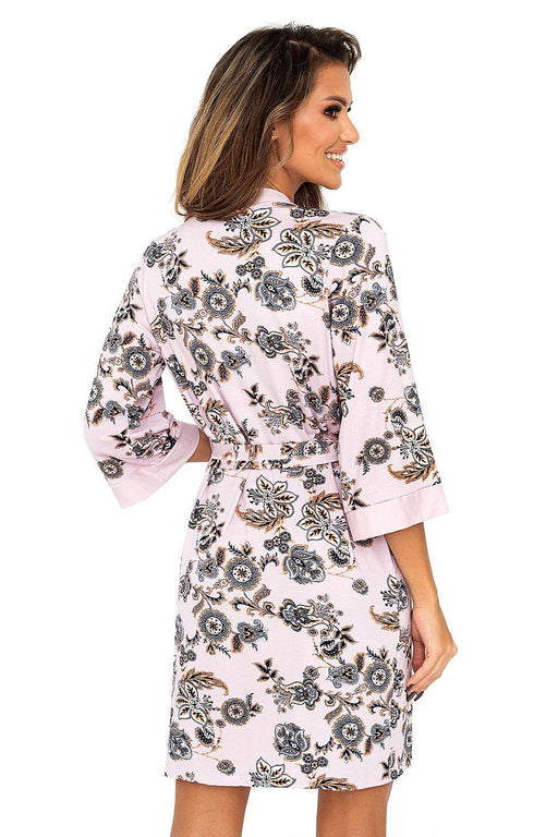 Arabian Dreams: Luxurious Pink Floral Viscose Bathrobe for Ultimate Relaxation