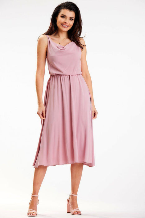 Chic Adjustable Strap Crinkled Midi Dress