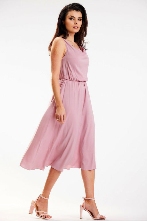 Chic Adjustable Strap Crinkled Midi Dress