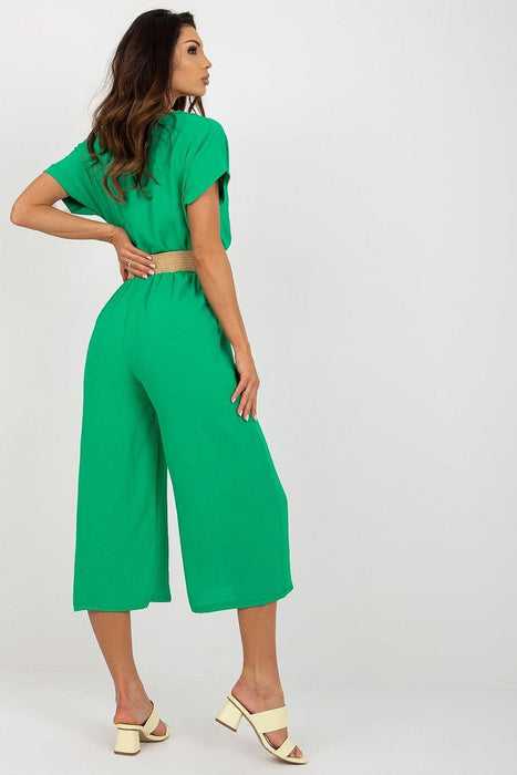 Elegant Summer V-Neck Jumpsuit Ensemble with Trendy Belt