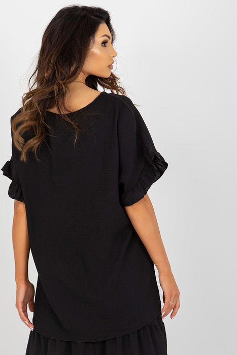 Italy Moda Ruffled Short Sleeve Blouse