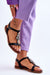 Women's Eco-Leather Flat Sandals with Rhinestone Snake Design - Model 179866