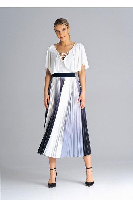 Versatile Elastic-Waist Pleated Midi Skirt for Every Occasion