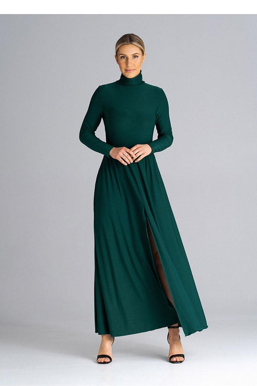 Sophisticated Turtleneck Flared Maxi Dress for Effortless Daytime Style