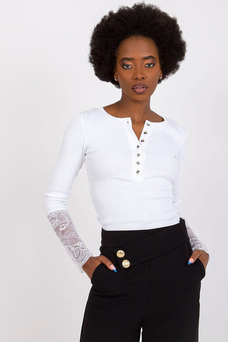 Lace-Trimmed Ribbed Elegance Blouse