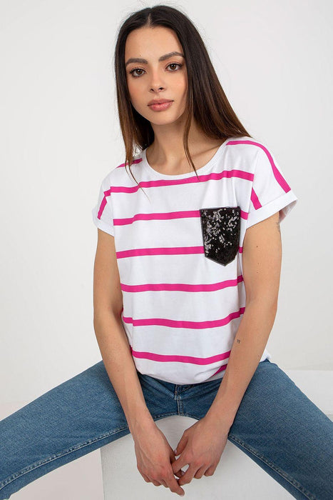 Chic Striped Pocket Top