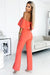 Peach Blossom Ruffle Off-Shoulder Jumpsuit