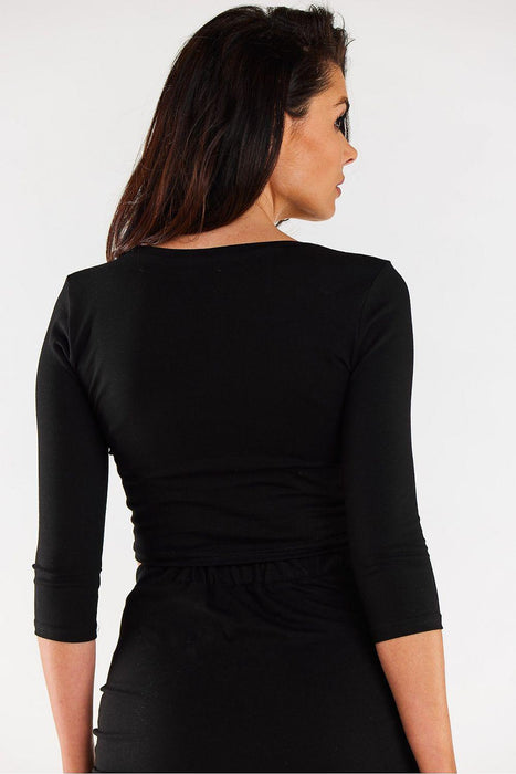 Elegant V-Neck Adjustable Crop Top Blouse