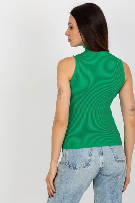 Elegant Sleeveless Turtleneck Top with Decorative Zircon Accents