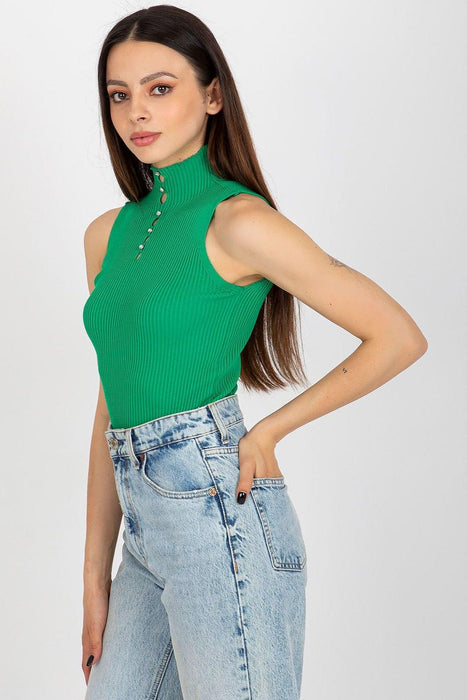 Elegant Sleeveless Turtleneck Top with Decorative Zircon Accents