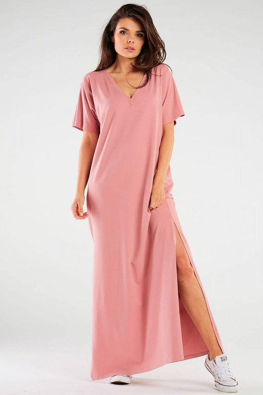 Feminine Elegance Side-Slit Maxi Dress