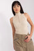 Elegant Sleeveless Turtleneck Top with Decorative Zircon Accents