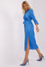 Chic Ribbed V-Neck Midi Dress with Adjustable Waist Detail