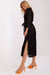 Chic Ribbed V-Neck Midi Dress with Adjustable Waist Detail