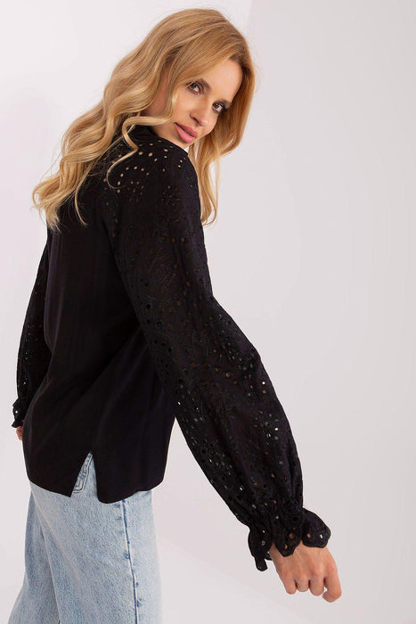 Lace-Accented Sophisticated Long-Sleeve Top