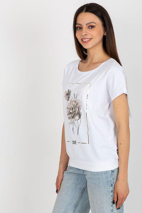 Elegant Printed Cotton Short Sleeve Blouse