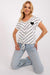 Trendy Striped V-Neck Blouse with Unique Patch Detail