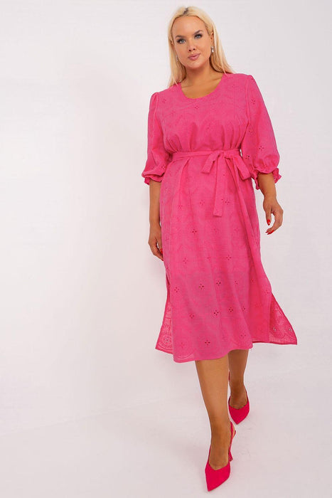 Stylish Plus Size Cotton Dress with Elegant Embroidery