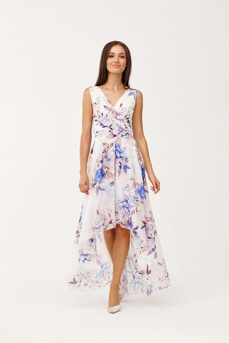 Elegant Floral Chiffon Maxi Dress with Stylish Envelope Neckline for Special Occasions