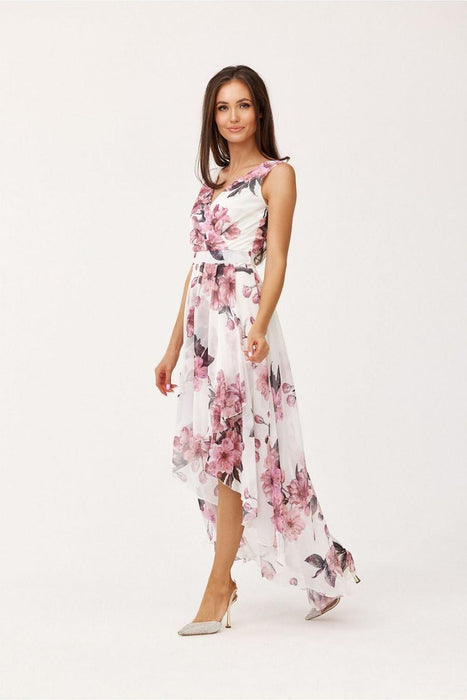 Elegant Floral Chiffon Maxi Dress with Stylish Envelope Neckline for Special Occasions