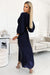 Elegant European Blue Chiffon Pleated Evening Dress