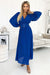 Elegant European Blue Chiffon Pleated Evening Dress