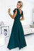 Elegant Bottle Green Evening Dress with Stylish Shoulder Bows